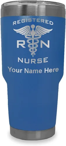 Miniatura 28 de LaserGram Vaso aislado al vacío de 20 onzas, enfermera registrada RN, grabado personalizado incluido (negro)