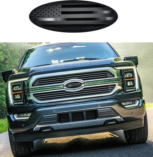 Miniatura 10 de CONGCONG Emblema para Ford Bronco, superposición de 5 pulgadas para portón trasero emblema ovalado de bandera americana negra para Ford Bronco Negro
