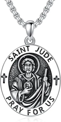 Miniatura 118 de CEKAMA - Collar de plata de ley 925 con dije de amuleto para hombres y mujeres, con cadena de 0.098 in, 22 pulgadas + 2 pulgadas
