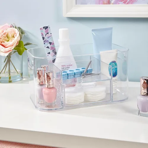 Miniatura 7 de STORi Bliss Organizador de Maquillaje Transparente para Encimera, Organizador de Baño Dividido y Cajón de Almacenamiento, Soporte para Brochas