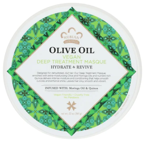 Aceite de oliva, mascarilla vegana de tratamiento profundo, 12 oz (340 g), Nubian Heritage