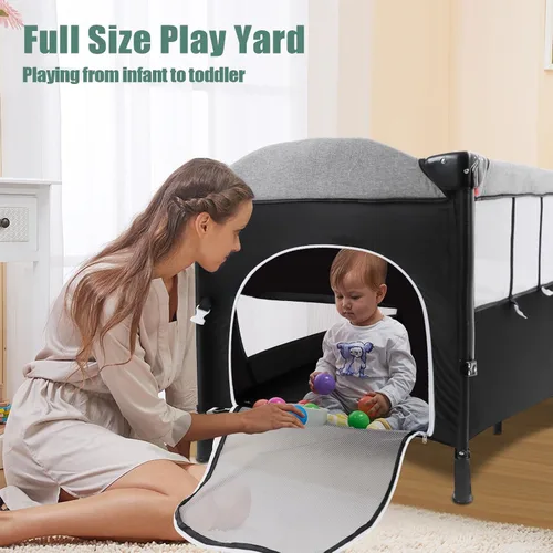 Miniatura 2 de MMBABY Paquete 5 en 1 cuna portátil para bebé, cuna multifunción para recién nacidos a niños pequeños, cambiador de pañales en forma de U, corral