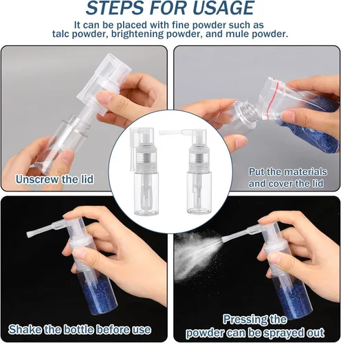 Miniatura 6 de KALIONE 2 unidades de pulverizador de purpurina transparente para manualidades con purpurina, botella vacía multiusos vacía de plástico pulverizador