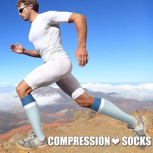 Miniatura 4 de Paquete de 3 pares de calcetines de compresión médica para mejorar la circulación de mujeres y hombres, para correr, hacer deporte y amamantar