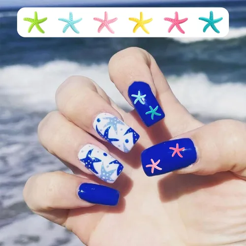 Miniatura 6 de 60 dijes de uñas de estrella de mar, aleación de verano, 3D, para decoración de uñas temática de playa, arte de uñas y fabricación de joyas