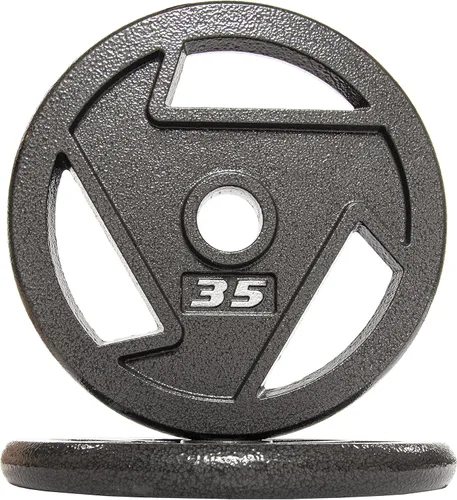 Miniatura 11 de Signature Fitness Olympic - Placa de pesas de hierro fundido de 2 pulgadas para entrenamiento de fuerza y levantamiento de pesas, varios tamaños