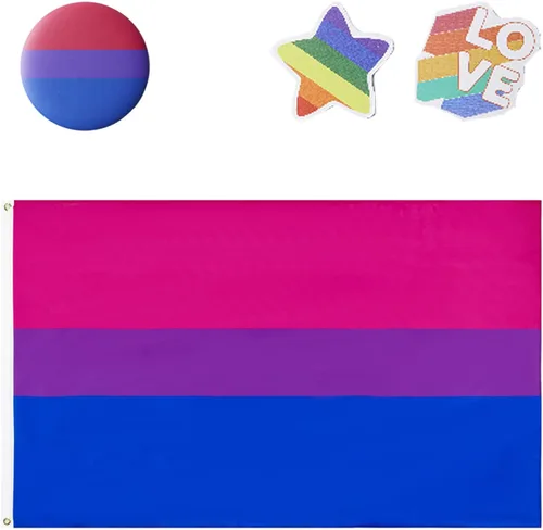 Miniatura 7 de Bandera trans para pared y exteriores de 3 x 5 pies con 1 pin de bandera transgénero y 2 calcomanías de arco iris al azar, cosas del orgullo gay