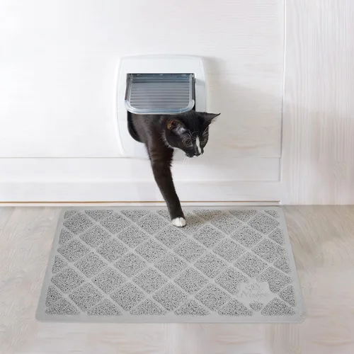 Miniatura 8 de Niubya Tapete de arena para gatos de alta calidad, tapete para caja de arena con respaldo antideslizante e impermeable, tapete suave para patas