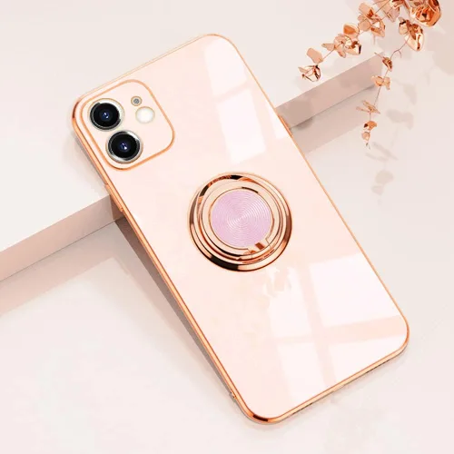 Miniatura 47 de Compatible con iPhone 11 Kickstand, anillo de rotación de 360 grados integrado con borde de oro rosa brillante que funciona con soporte magnético