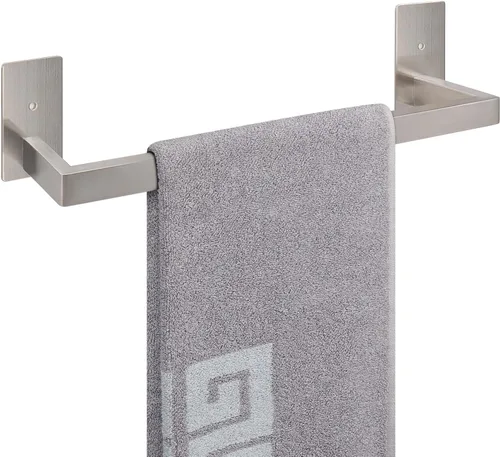 NearMoon - Toallero de barra autoadhesivo para baño de acero inoxidable, estante de pared cuadrado para colgar toallas, estilo contemporáneo, Níquel
