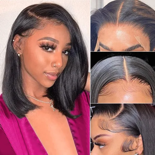 Miniatura 9 de Hoacon 613 Peluca Bob Rubia de Cabello Humano 13x4 Pelucas de Encaje Frontal para Mujeres Negras 180% de Densidad Peluca Bob de Encaje Frontal