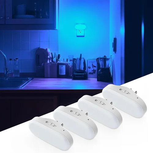 Miniatura 17 de DORESshop Luz nocturna azul, encendido/apagado automático, brillo ajustable de 0-100 lúmenes, enchufe regulable en la pared luz nocturna