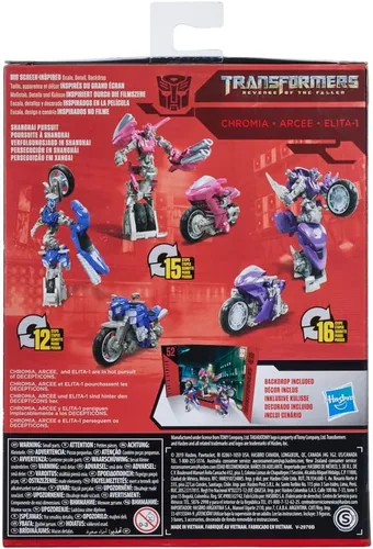 Miniatura 4 de Transformers Toys Studio Series 52, Deluxe, Revenge of The Fallen, Arcee Chromia Elita-1 Figuras de acción 3 por paquete, 4.5 pulgadas