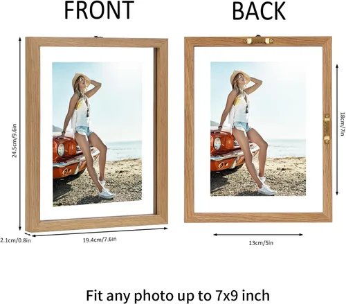 Miniatura 6 de Trwcrt Juego de marcos de fotos de 5 x 7 pulgadas, juego de 4, marcos de fotos flotantes de doble vidrio para exhibir hasta 7 x 9 fotos para mesa