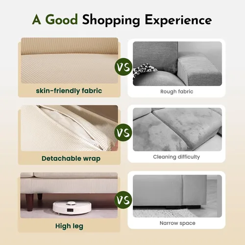 Miniatura 5 de Valthie 61" Corduroy Loveseat Sofa, Modern Comfy Couches with Side Pocket, 2-Seater Sofa Couch for Living Room, Bedroom and Small Spaces,Beige