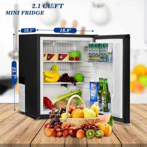 Miniatura 8 de Smad Mini refrigerador con bloqueo, sin ruido, 110 V/12 V, refrigerador compacto de 2 vías, caravana, camión, caravana, bebidas, mini refrigerador