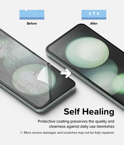Miniatura 7 de Ringke Película doble fácil [protección de 4 capas] compatible con Samsung Galaxy Z Flip 5, revestimiento de reparación autocurable, cobertura