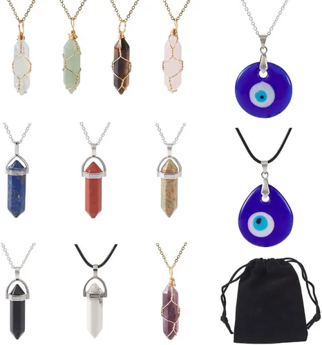 Miniatura 30 de Encantos de piedras preciosas de Fashewelry. Dije de cristal de chakra curativo para la fabricación de joyas., latín, G-G948-18P-FW