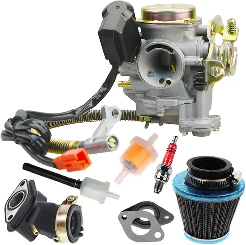 GY6 50CC 49CC Carburador con estrangulador eléctrico para scooter de 4 tiempos, ciclomotor 139QMA 139QMB Taotao Engine PD18J Carb con kit de filtro