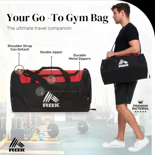 Miniatura 5 de RBX Bolsas de gimnasio para hombres, pequeña bolsa de gimnasio para mujeres con compartimento para zapatos, bolsa de lona para viajes, bolsa