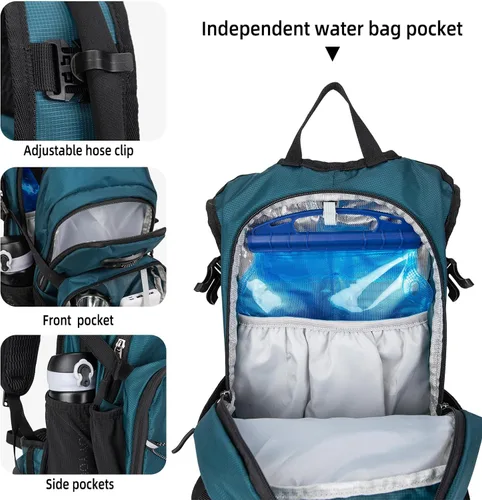 Miniatura 4 de Mochila de hidratación, mochila de agua ligera para senderismo con vejiga de agua a prueba de fugas de 3 L, paquete de hidratación aislada ideal