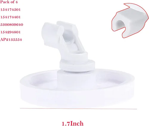 Miniatura 2 de 154174501 - Juego de soporte para ruedas de lavavajillas (paquete de 4) sustituye a repuesto para lavavajillas Frigidaire Kenmore Tappan