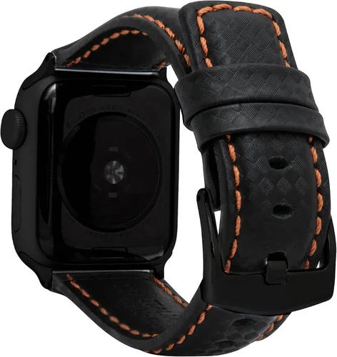 Miniatura 12 de Bandini Correa de cuero de fibra de carbono para hombre para Apple Watch de 1.732 in 1.772 in 1.654 in 1.614 in 1.575 in 1.496 in Ultra 1.929 in