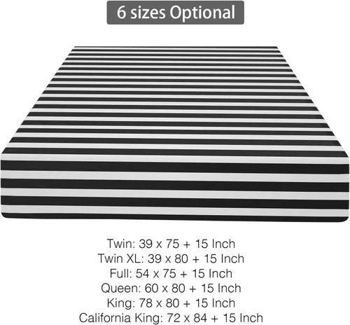 Miniatura 5 de NTBAY - Sábana bajera tamaño California King únicamente - Sábana ajustable de microfibra cepillada con bolsillo profundo a rayas - Sábana de cama