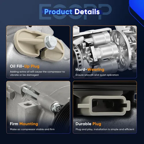 Miniatura 3 de ECCPP Compresor de A/C con embrague 2004-2007 apto para Ford Freestar 3.9L 4.2L AC Compresor