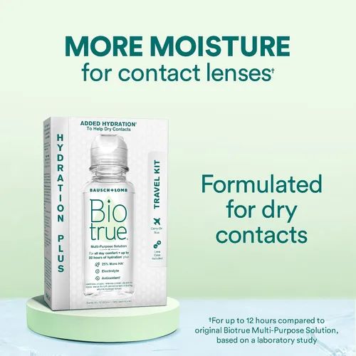 Miniatura 7 de Biotrue Solución de lentes de contacto, solución multiusos para lentes de contacto suaves, estuche de lente incluida, tamaño de viaje de 2 onzas