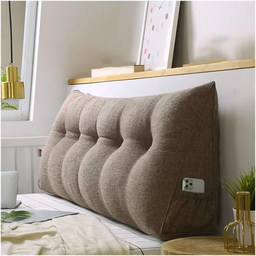 Miniatura 9 de Almohada triangular para cabecero, almohada de cuña grande para respaldo de lectura para sofá cama, cojín triangular con bolsillo y funda extraíble