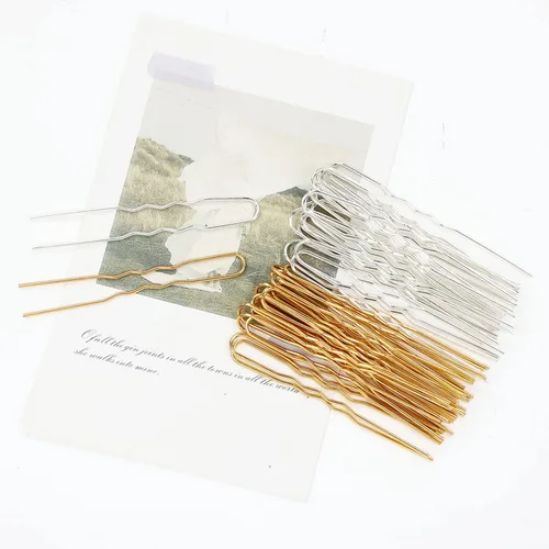 Miniatura 7 de Lawie Paquete de 40 horquillas de metal dorado plateado de 3 pulgadas en forma de U, alambre de hierro de aleación, horquillas largas, horquillas