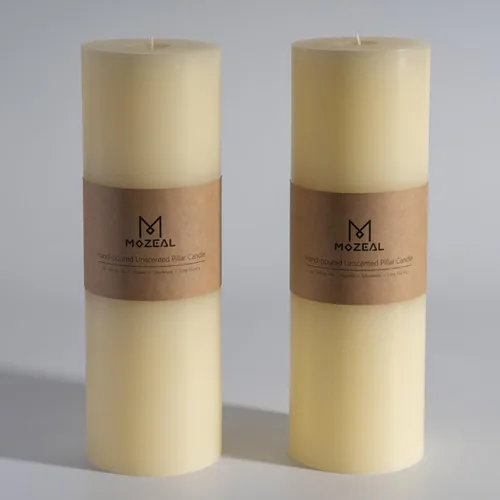 Miniatura 71 de MOZEAL Velas grandes sin perfume vertidas a mano de 3 x 8 pulgadas, sin humo, juego de 2, combustión lenta, sin goteo, aproximadamente 150 horas