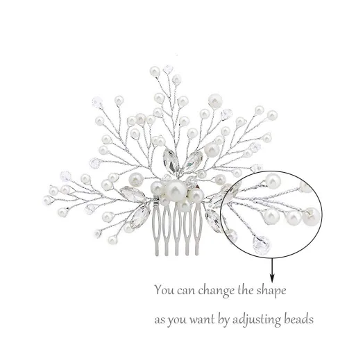 Miniatura 5 de inSowni Paquete de 40 peines laterales para el pelo de boda para novias+horquillas en forma de U, piezas de joyería con diamantes de imitación