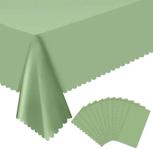 Miniatura 19 de 3 Pack Plastic Black Tablecloth, 54 X 108Inch Disposable Scalloped Dessert Table Coth for Rectangle Tables Waterproof Outdoor Table Cover for BBQ