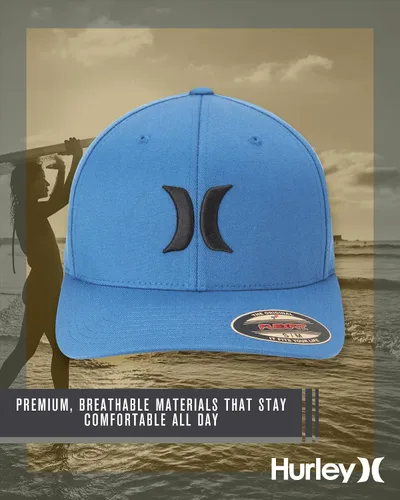 Miniatura 32 de Hurley Gorra de béisbol para hombre - Flexfit - Gorras de béisbol ajustadas para hombre (tamaños: S-XL)