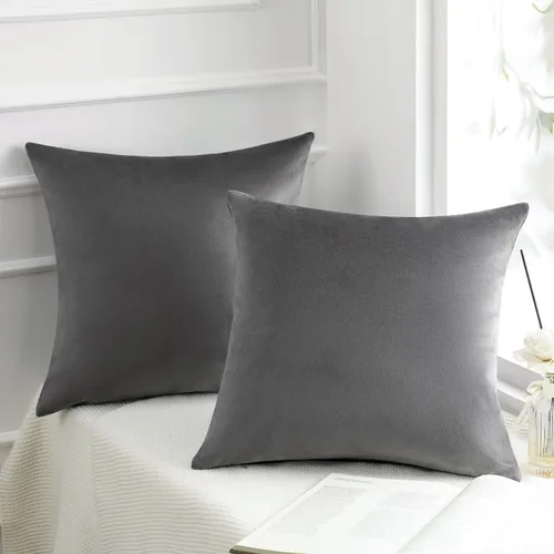 Miniatura 55 de Phantoscope Paquete de 2 Fundas de Cojín Decorativas de Terciopelo Suaves Sólidas Cuadradas para Sofá Color Taupe 22 x 22 pulgadas 55 x 55 cm Gris