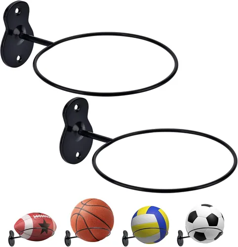 Soporte de pared para baloncesto, soporte de bola de metal de 7 pulgadas de diámetro, almacenamiento de pelotas para baloncesto, fútbol, voleibol,