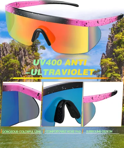 Miniatura 3 de Fabbay 3 pares de lentes de sol de neón retro espejados de los años 80 y 90 s semi sin montura de lentes de sol de colores para deportes hombres