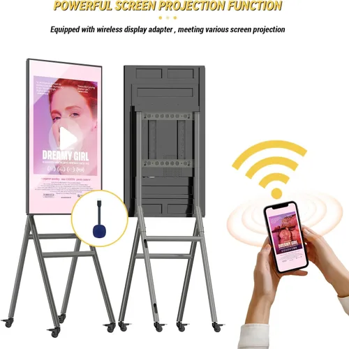 Miniatura 3 de MWE Pantalla de señalización digital móvil de 43 pulgadas, pantalla táctil UHD portátil para publicidad, póster de quiosco, publicación