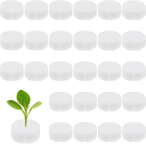 Miniatura 11 de M METERXITY Paquete de 50 esponjas hidropónicas, esponjas cilíndricas de medio de cultivo de 1.97 pulgadas para plantar herramientas de Blanco