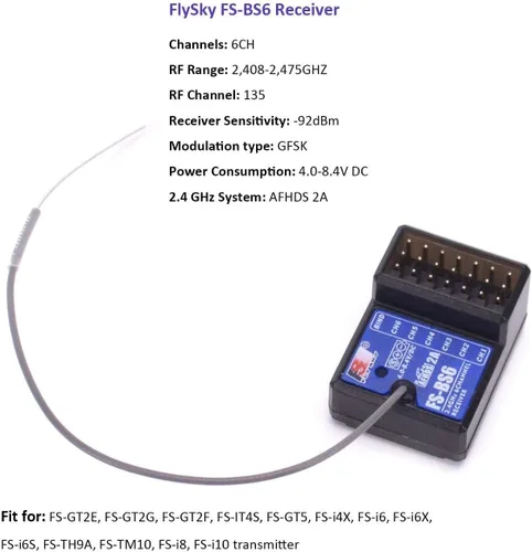 Miniatura 3 de FlySky Receptor FS-BS6 2.4Ghz 6CH AFHDS2 para Flysky FS-GT5 RC Transmisor de barco de coche