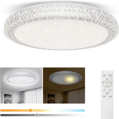 Miniatura 5 de OOWOLF Lámpara de techo LED, 40 W, 15.4 pulgadas, luz de techo regulable, brillo ajustable, lámpara de techo moderna cerca de luces de techo