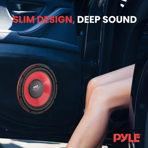 Miniatura 7 de Pyle Subwoofer de audio para automóvil de 10 pulgadas, potencia máxima de 600 W, woofer de bobina de voz única de 4 ohmios, cono galvanizado rojo