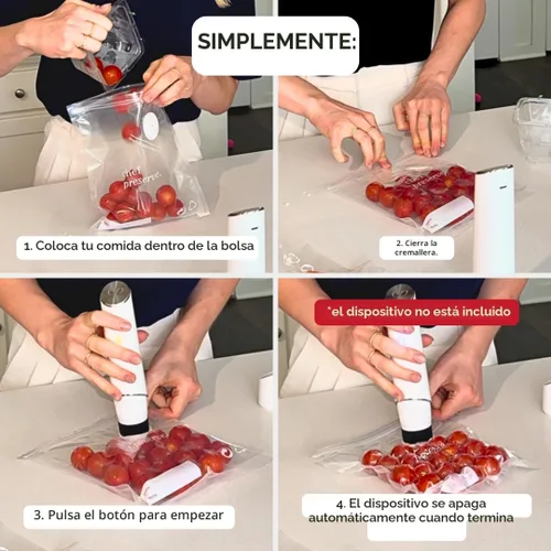 Miniatura 5 de Bolsas de sellado al vacío reutilizables Chef Preserve para alimentos – 60 bolsas de almacenamiento de alimentos sin BPA, congelador, microondas