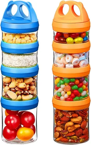 Miniatura 17 de SELEWARE Contenedores apilables portátiles de almacenamiento de alimentos para aperitivos, fórmula en polvo y bebidas, sistema de bloqueo giratorio