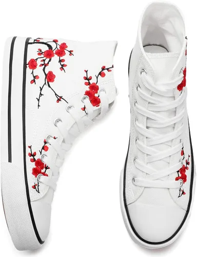 kufeiti - Tenis de lona de alta calidad para mujer, zapatos de lona con cordones, color blanco y negro, casuales, para caminar