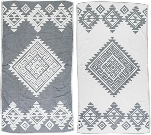 Miniatura 15 de Bersuse Toalla turca Yucatan de doble capa 100% algodón, 39 x 71 pulgadas, color negro