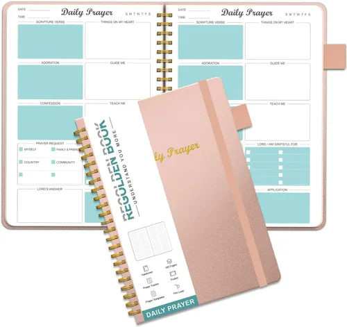 Regolden-Book Diario de Oración para Mujeres, Diario Bíblico Diario, Diario Devocional, Cuaderno de Escritura Inspiracional en Espiral con Oro Rosa
