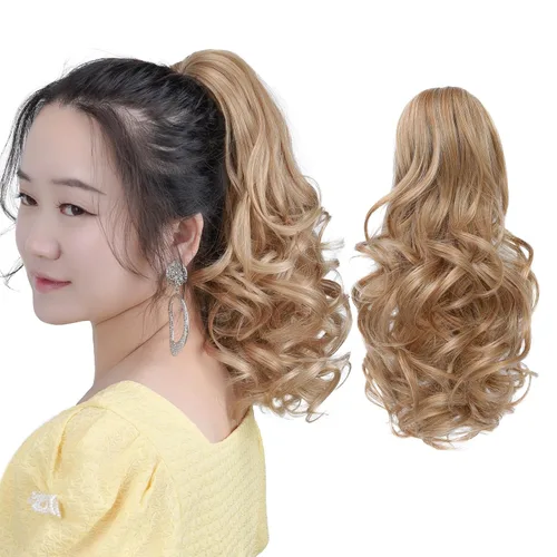 Miniatura 53 de Extensión de cola de caballo negra con clip de garra, ondulada, 10 pulgadas, 3.5 onzas, sintético, como verdaderos, postizos, para mujer, Yaki